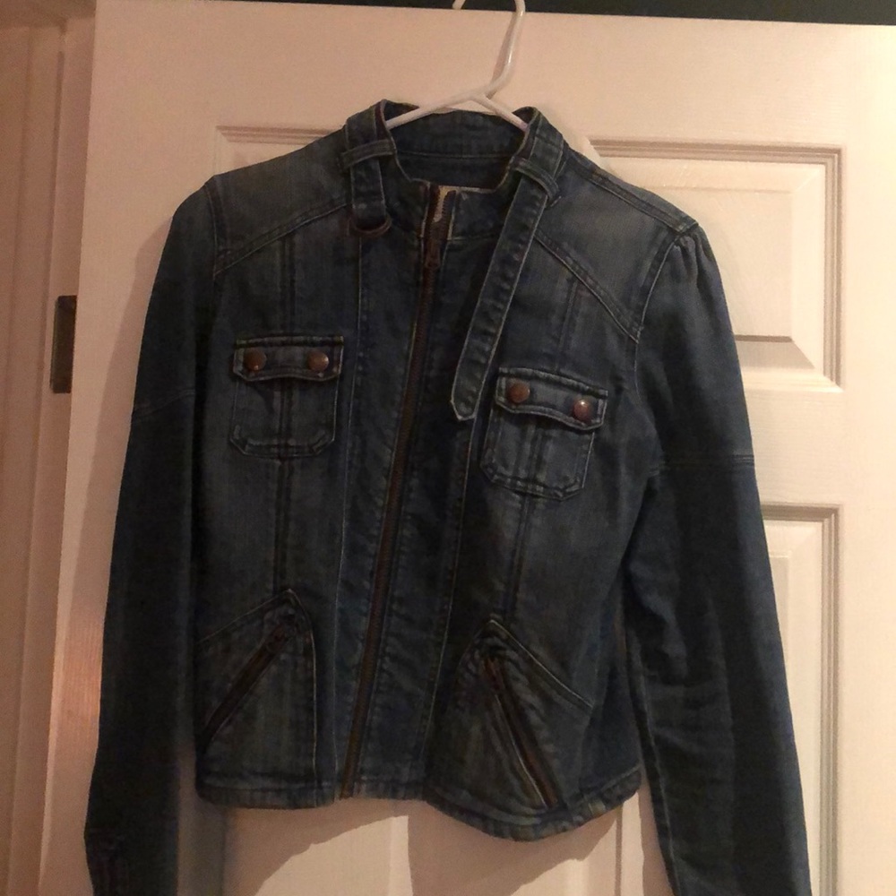 Abercrombie and Fitch fitted bomber jean jacket